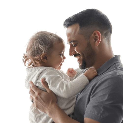 Apa gyermekét tartva